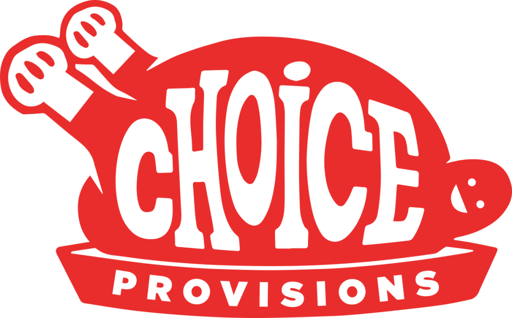 "Choice Provisions" on an illustration of a smiling roast turkey.